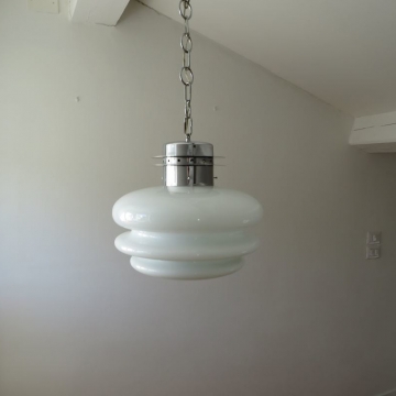 Lampada vintage in vetro bianco  - italia anni '60
