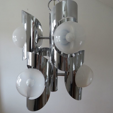 Lampada vintage in metallo cromato  - italia anni '60